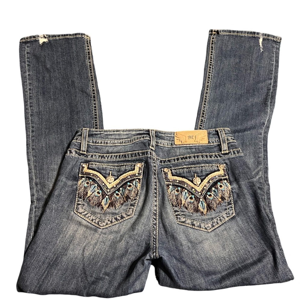 Miss me blue feather embroider jeans - Picture 2 of 5